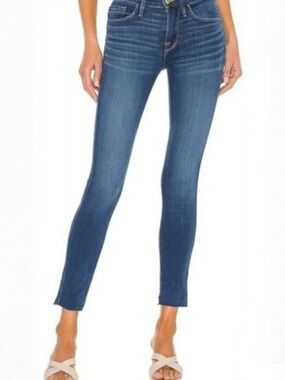 Women's FRAME le Skinny de Jeanne Crop - decades Blue Jeans Denim 27 S